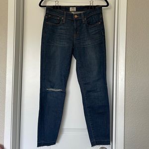 J.Crew Toothpick Dark Destroyed Jeans, Size 26P